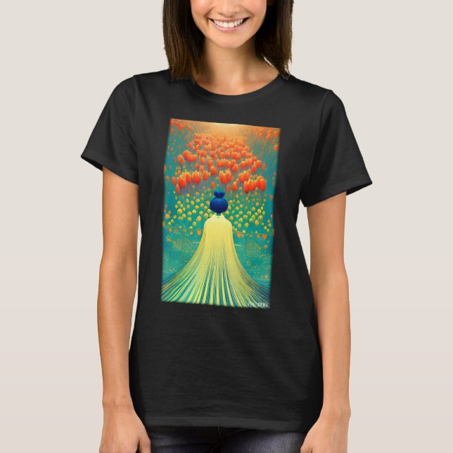 Tulip Lily Blume Spring Meadow Green Natural Gard T-Shirt (Vorderseite)