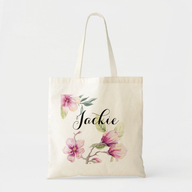 Tulip Magnolia Wedding Personalisiert Bridesmaid Tragetasche (Vorne)