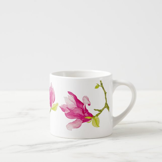 Tulip Magnolias auf einer Espresso-Tasse Espressotasse (Rechts)