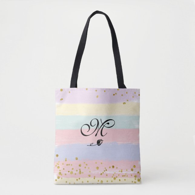 *~* Tulip Monogramm Doodle Gold Glitzer Pastell (Vorderseite)
