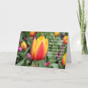 Tulip Oaster Card w Bible Verse (Matthew 5:17) Feiertagskarte