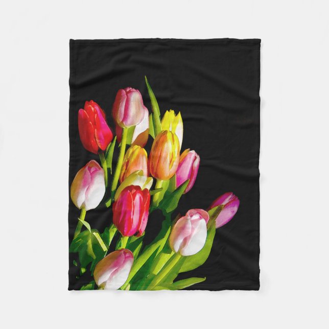 Tulip Painting - Originelle Blume Kunst Fleecedecke (Vorderseite)