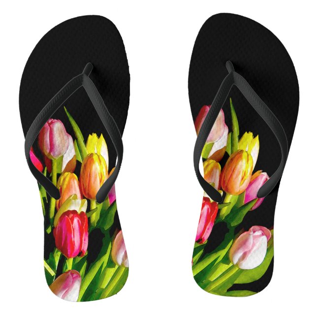 Tulip Painting - Originelle Blume Kunst Flip Flops (Fußbett)