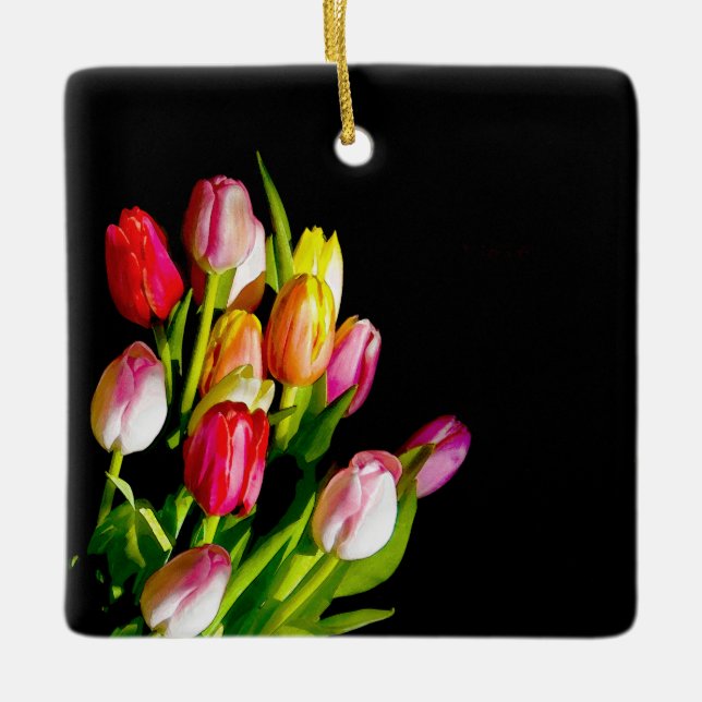 Tulip Painting - Originelle Blume Kunst Keramikornament (Vorderseite)