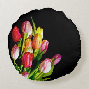 Tulip Painting - Originelle Blume Kunst Rundes Kissen