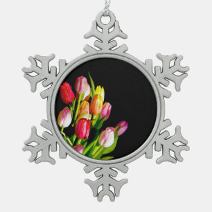 Tulip Painting - Originelle Blume Kunst Schneeflocken Zinn-Ornament