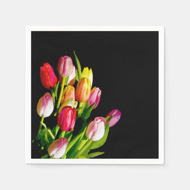 Tulip Painting - Originelle Blume Kunst Serviette (Vorderseite)