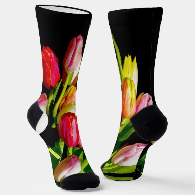Tulip Painting - Originelle Blume Kunst Socken (Gewinkelt)