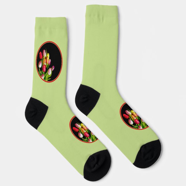 Tulip Painting - Originelle Blume Kunst Socken (Rechts)