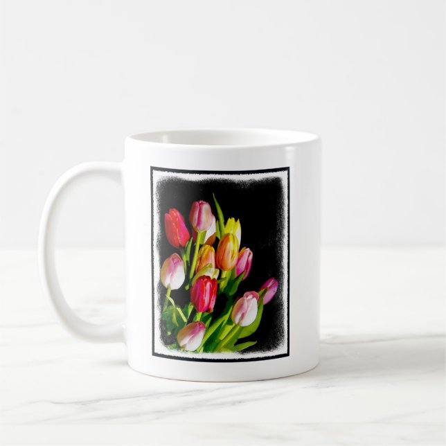 Tulip Painting - Originelle Blume Kunst Tasse (Links)