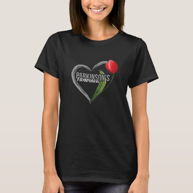 Tulip Parkinson's Awareness Heart Tulip Blume T-Shirt (Vorderseite)