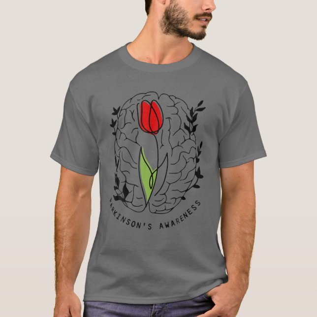 Tulip Parkinson's Awareness Month Floral Brain T-Shirt (Vorderseite)