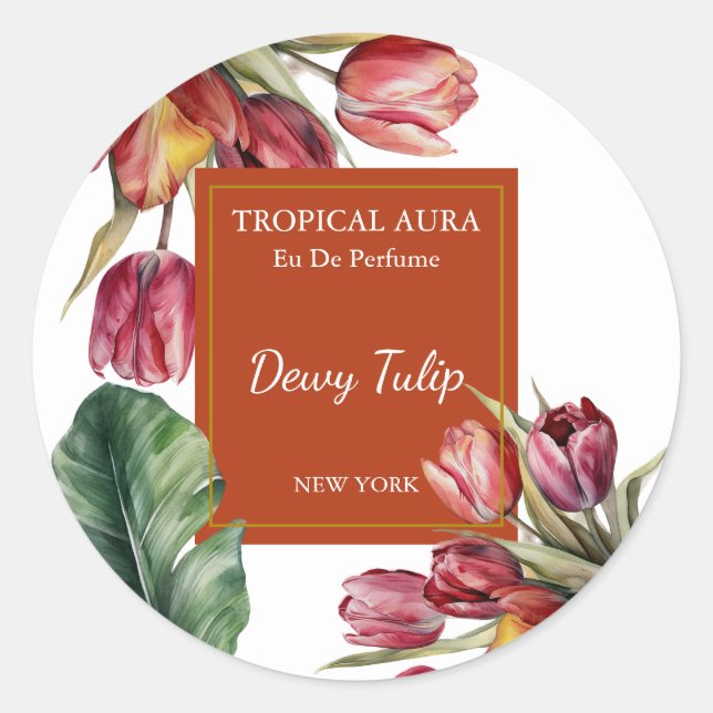 Tulip Perfume Label Runder Aufkleber (Vorderseite)