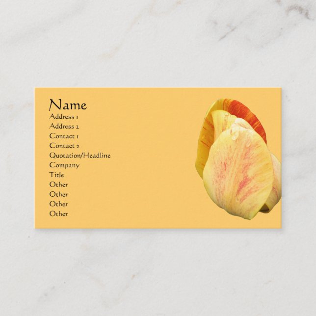 Tulip Petals Blume Business Card Visitenkarte (Vorderseite)