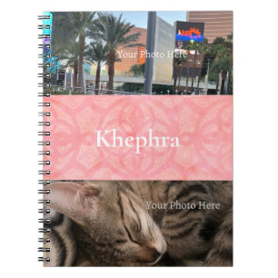 Tulip Pink Batik Name und Foto Collage Notizblock