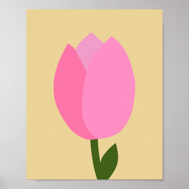 Tulip Pink und Gelbe Blume Poster (Vorne)