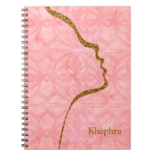 Tulip Pink Wasserfarbe mit goldenem Glitzer Notizblock