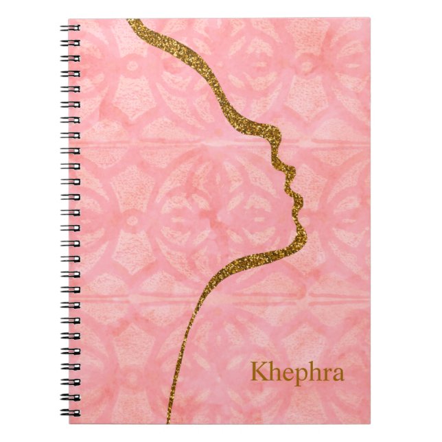 Tulip Pink Wasserfarbe mit goldenem Glitzer Notizblock (Vorderseite)