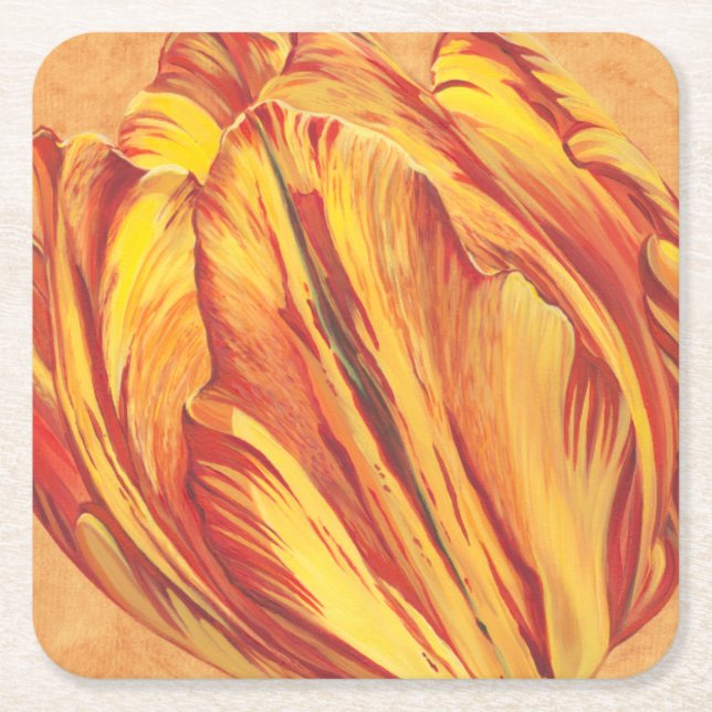 Tulip Power I Rechteckiger Pappuntersetzer (Vorderseite)