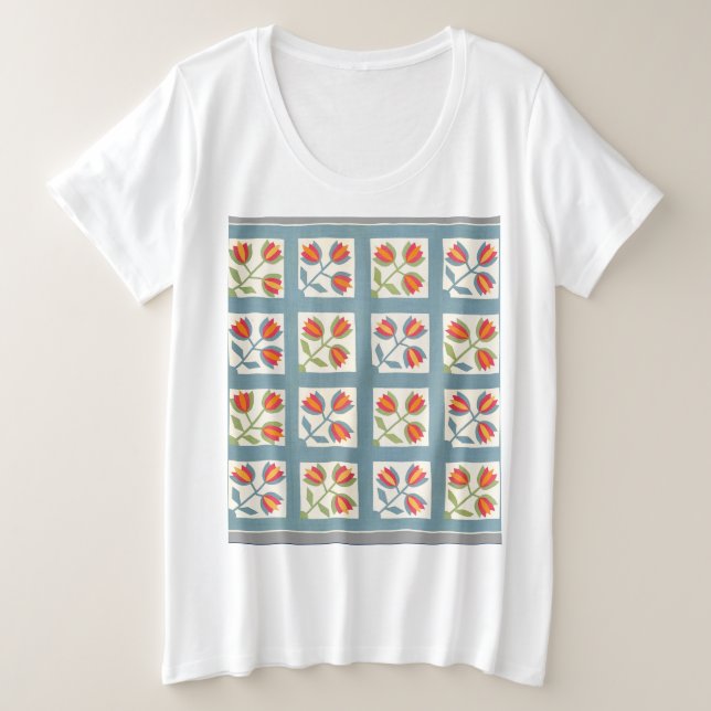 Tulip quilt große größe T-Shirt (Design vorne)