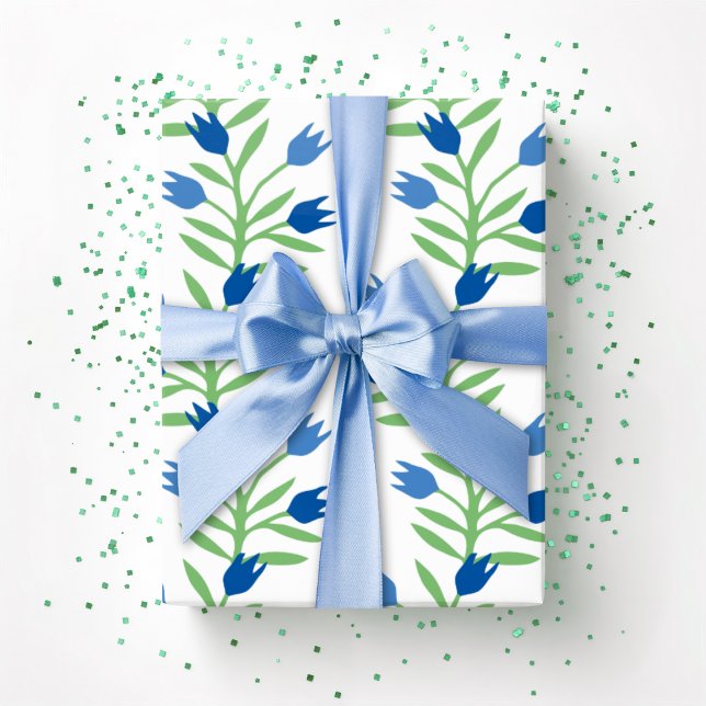 Tulip-Rebe in Blau und Grün Geschenkpapier (Von Creator hochgeladen)