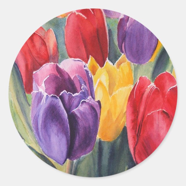 Tulip Regenbogen Runder Aufkleber (Vorderseite)