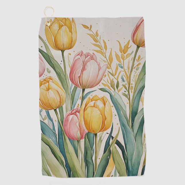Tulip Reverie Golfhandtuch (Vorderseite)