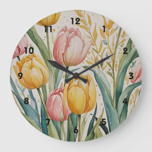 Tulip Reverie Große Wanduhr