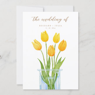 Tulip Romance Floral Yellow Wedding Einladung
