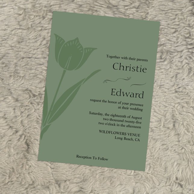 Tulip Sage Green Wedding Einladung (Von Creator hochgeladen)