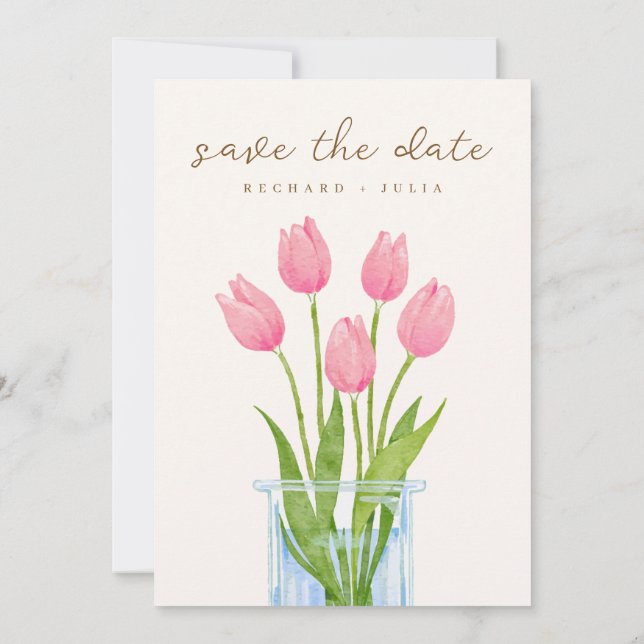 TULIP Save the Date Einladung / Aquarellblume (Rückseite)