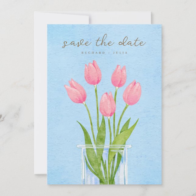 TULIP Save the Date Einladung / Aquarellblume (Rückseite)