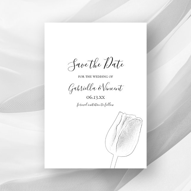 Tulip Sketch Spring Wedding Save the Date (Von Creator hochgeladen)