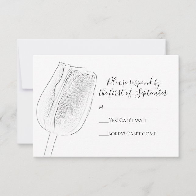 Tulip Sketch Wedding RSVP Response Card Karte (Vorderseite)