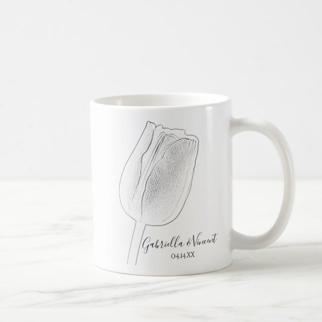 Tulip Sketch Wedding Tasse (Rechts)