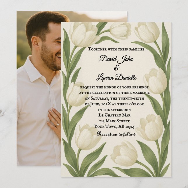 Tulip Sonata Photo Wedding Invitation Einladung (Vorne/Hinten)