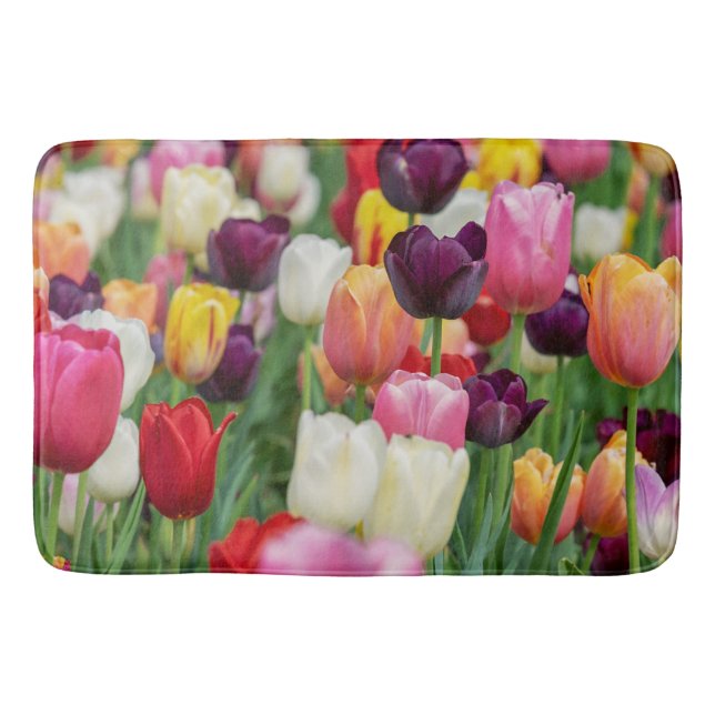 Tulip Spring Flowers Garden Floral Yellow Pink Red Badematte (Vorderseite)