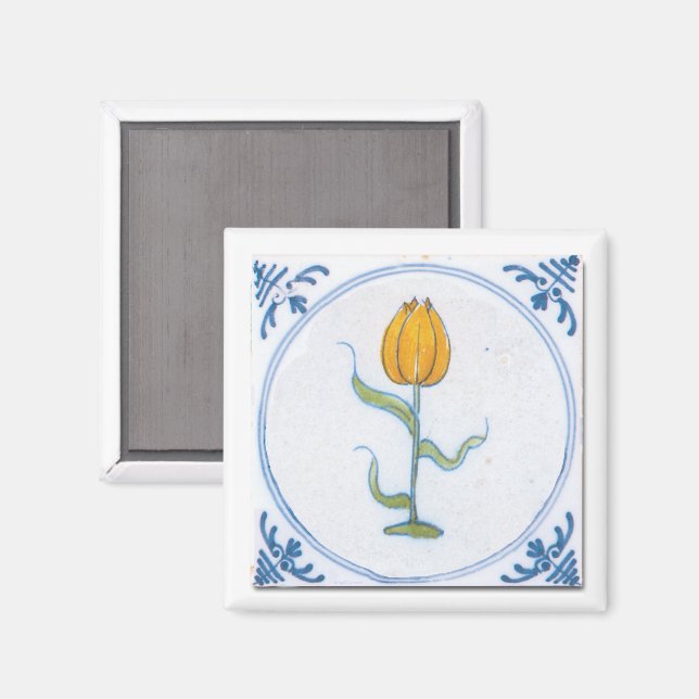 Tulip Tile Art mit blauem und weißem Magnet (Vorderseite/Rückseite)