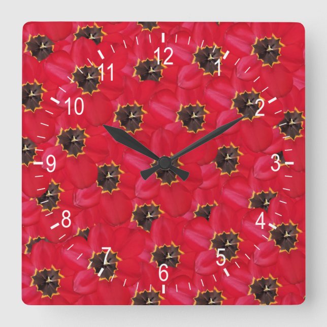 Tulip-Uhr Quadratische Wanduhr (Vorderseite)
