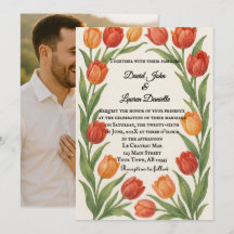 Tulip Veil Foto Wedding Einladung