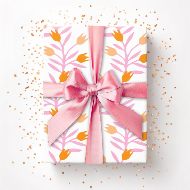 Tulip Vine in Pink and Orange Geschenkpapier (Von Creator hochgeladen)