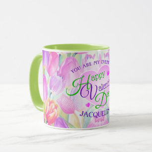 Tulip Wasserfarbenfloral mit dem Namen Valentinsta Tasse