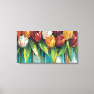 Tulipgarten auf Türkis Leinwanddruck