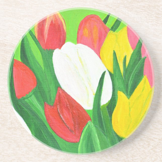 Tulips2 Sandstein Untersetzer (Vorne)