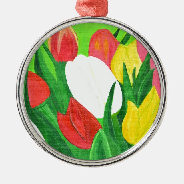 Tulips2 Silbernes Ornament (Vorne)