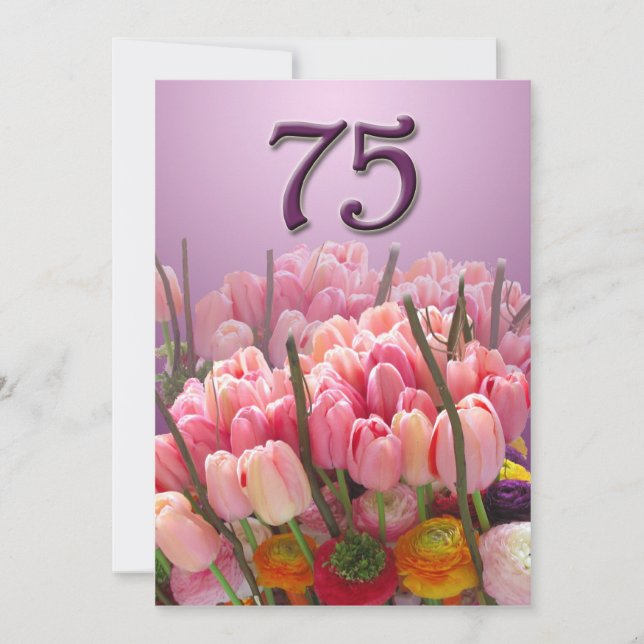 Tulips 75. Geburtstagsparty Einladung (Vorderseite)
