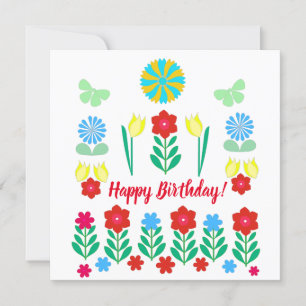 Tulips and Red Blume Scandi Happy Birthday Card Karte