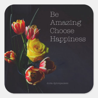 Tulips auf dem Dark Square Sticker