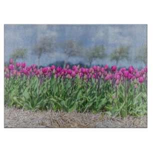 Tulips auf einem Feld in Holland Glas Schneidebrett