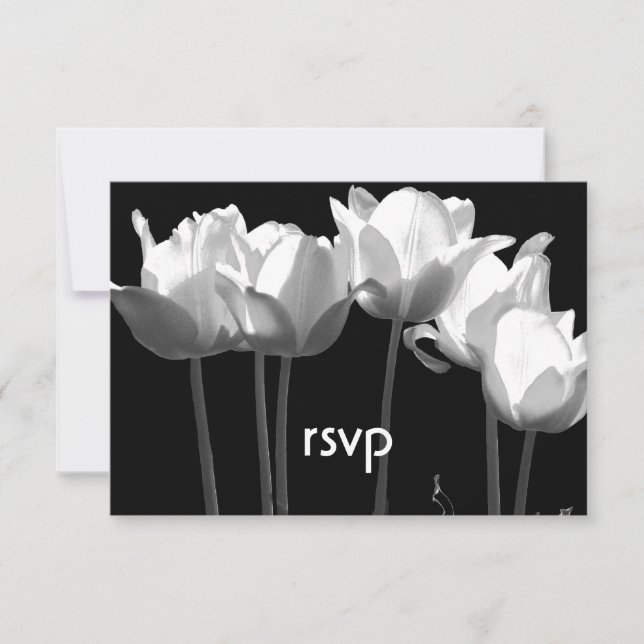 Tulips, B&W BAT MITZVAH RSVP Karten (Vorderseite)